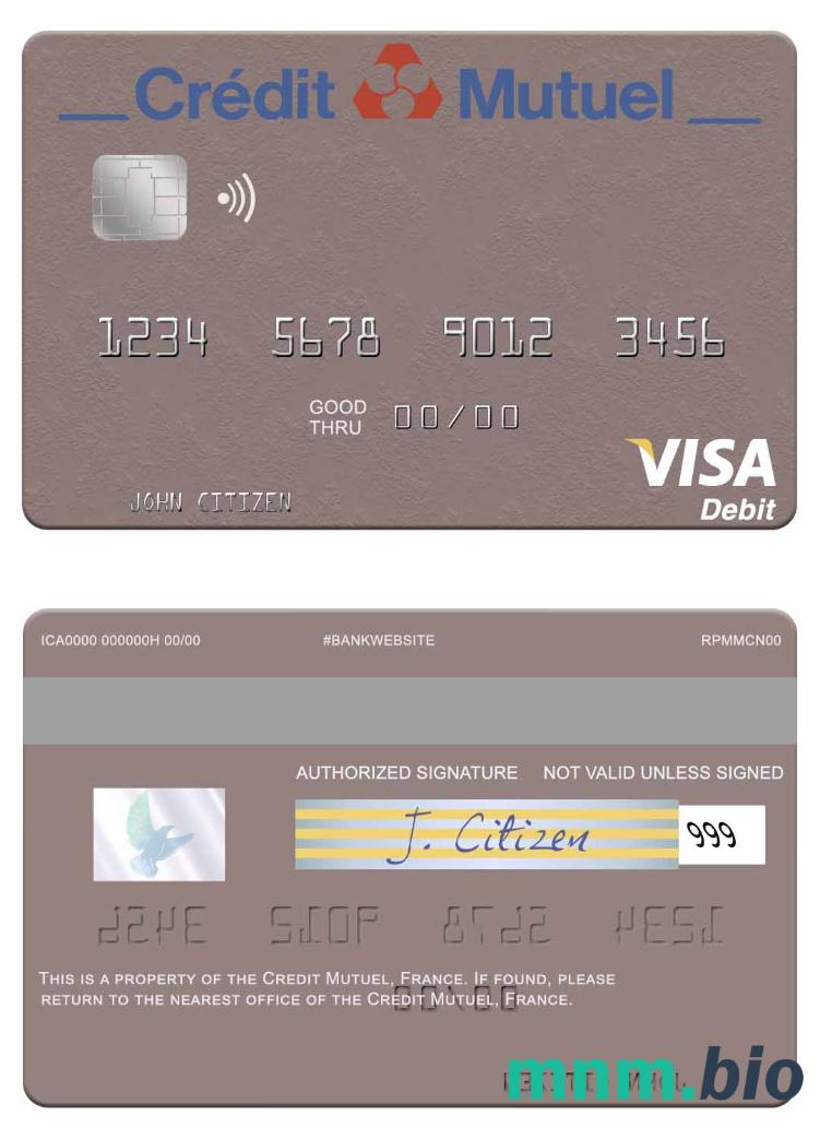 France Credit Mutuel visa debet karta przykład w formacie PSD
